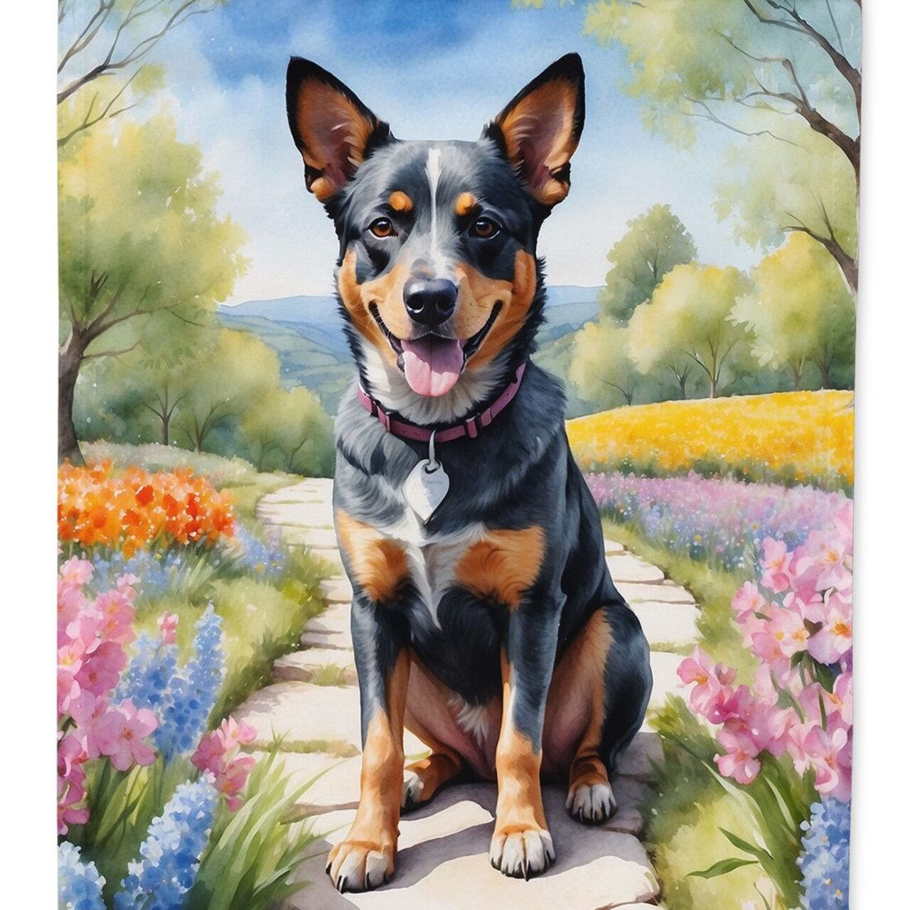 Edge Collections - 28" X 40" - Multicolor - Australian Cattle Dog Spring Garden - 1 Piece